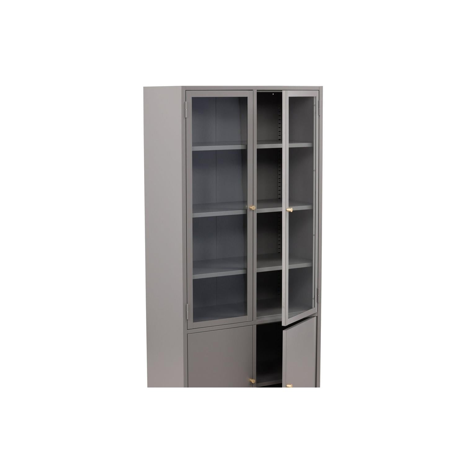 Vitrinenschrank Bakal 190cm aus Metall - Hellgrau-Vitrinen-Venture Home-le canapé