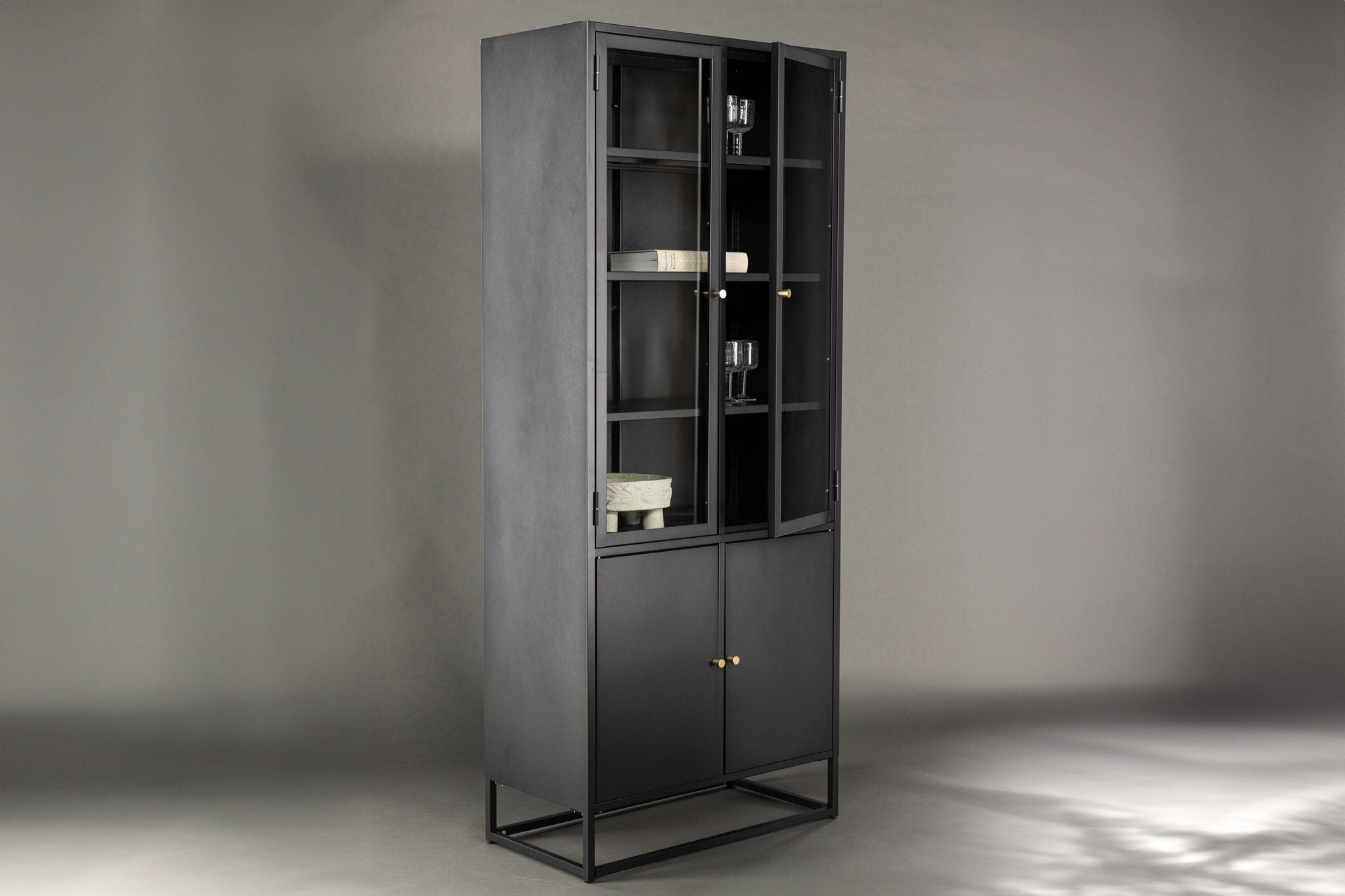 Vitrinenschrank Bakal 190cm aus Metall - Schwarz-Vitrinen-Venture Home-le canapé