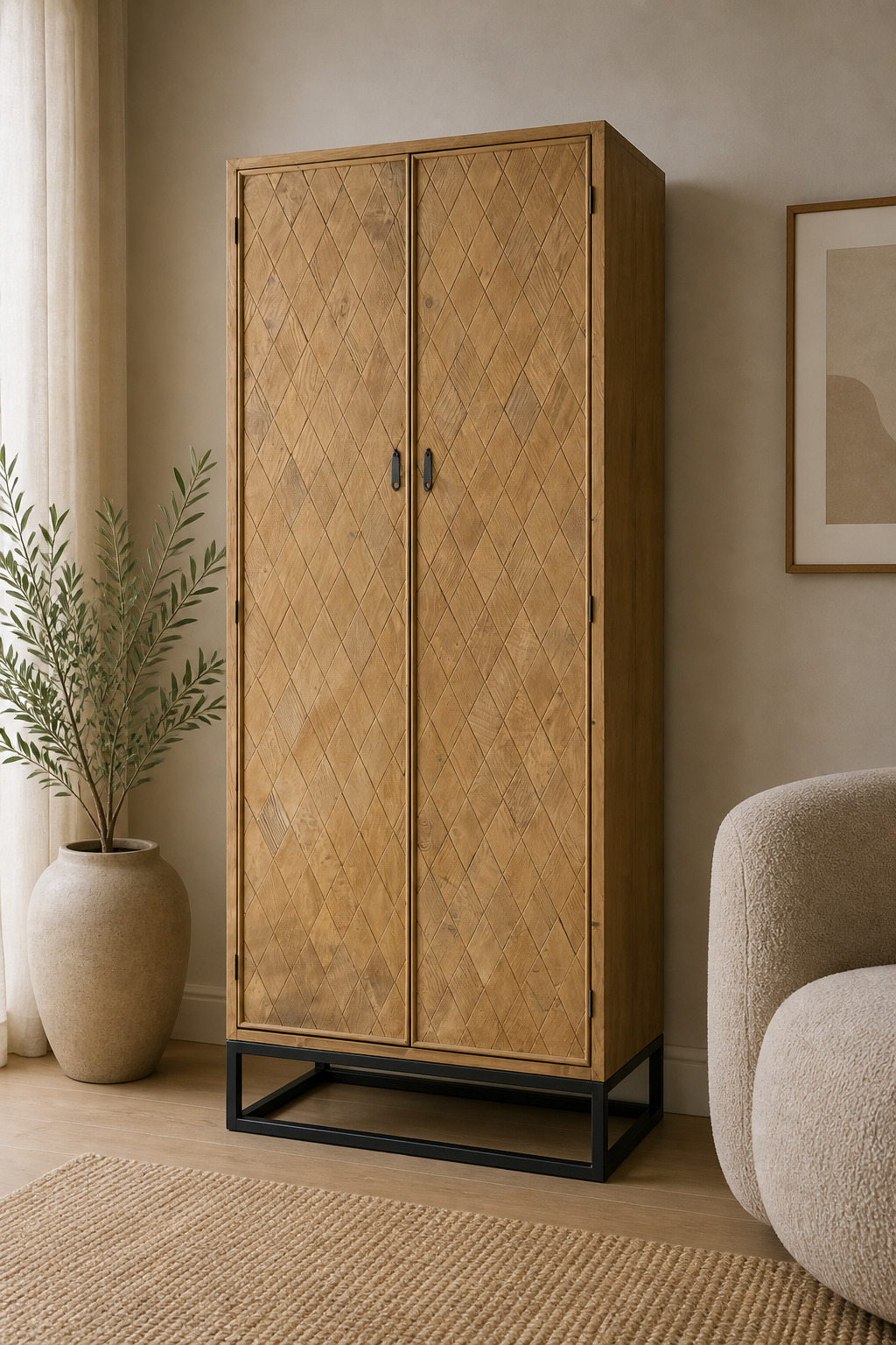 Vitrinenschrank Icons aus Ulmenholz 210cm - Gold-Vitrinen-Livingfurn-le canapé