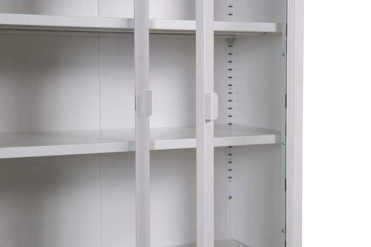 Vitrinenschrank Misha 150cm aus Metall - Weiß-Vitrinen-Venture Home-le canapé