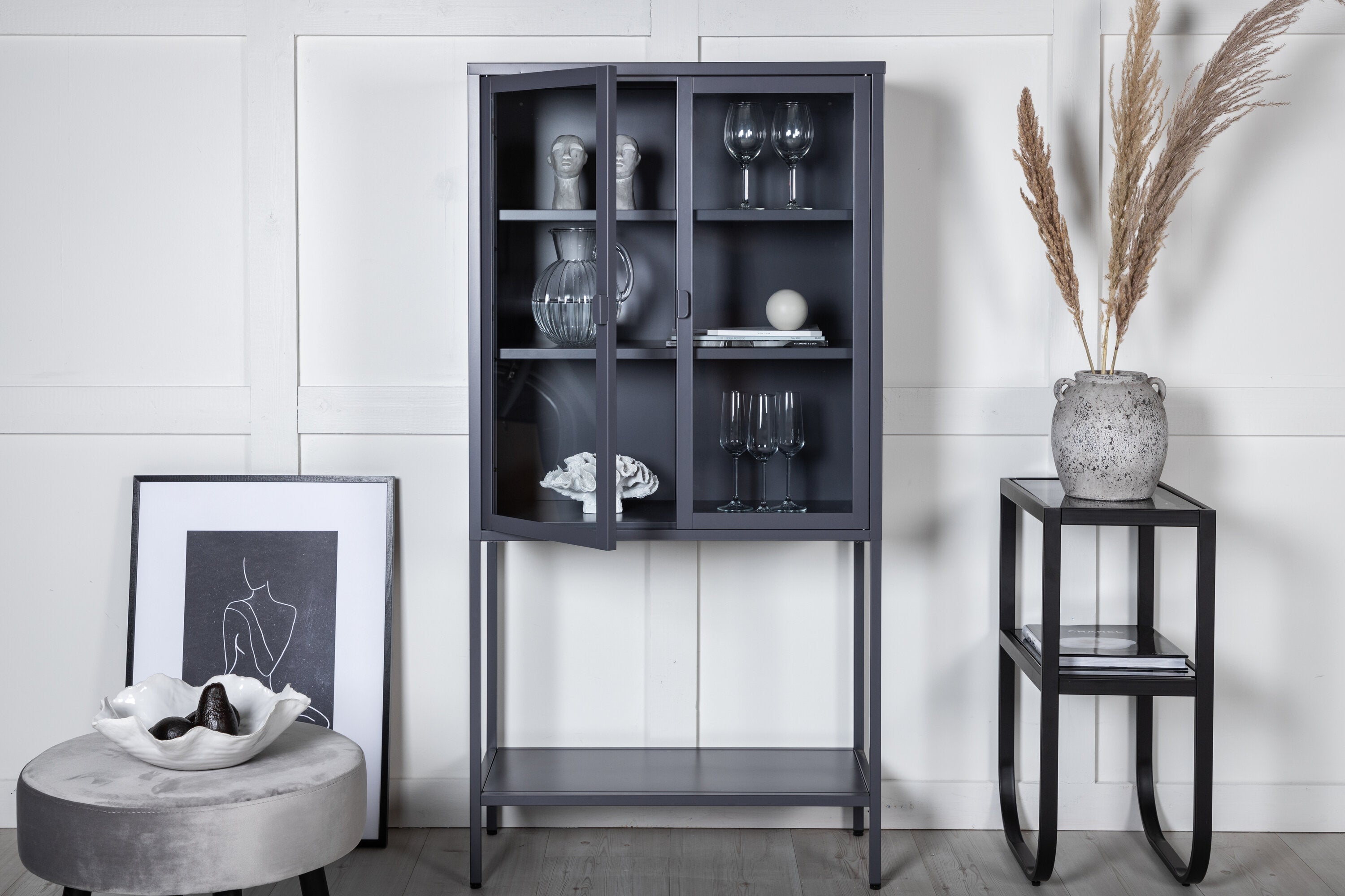Schrank Misha 75cm aus Metall - Grau-Vitrinen-Venture Home-le canapé