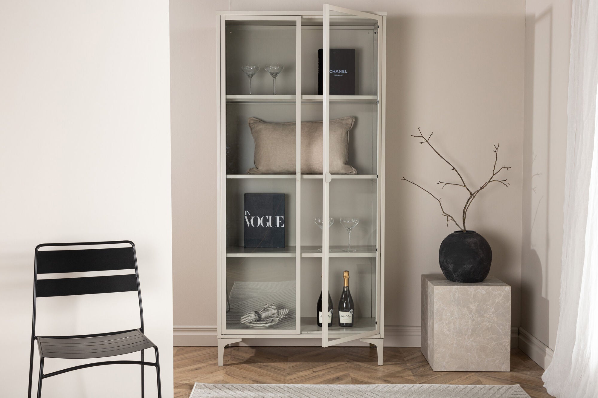 Vitrinenschrank Piring 190cm - Beige-Vitrinen-Venture Home-le canapé