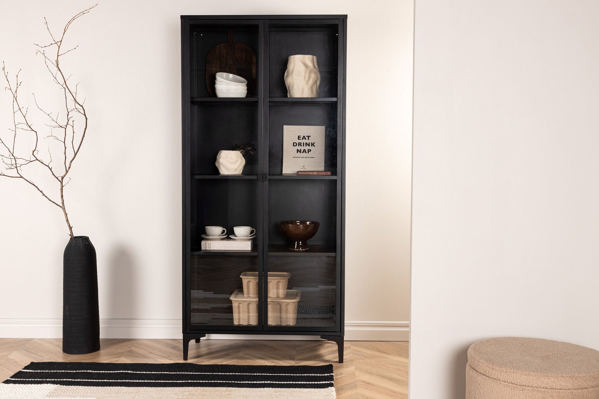 Vitrinenschrank Piring 190cm - Schwarz-Vitrinen-Venture Home-le canapé