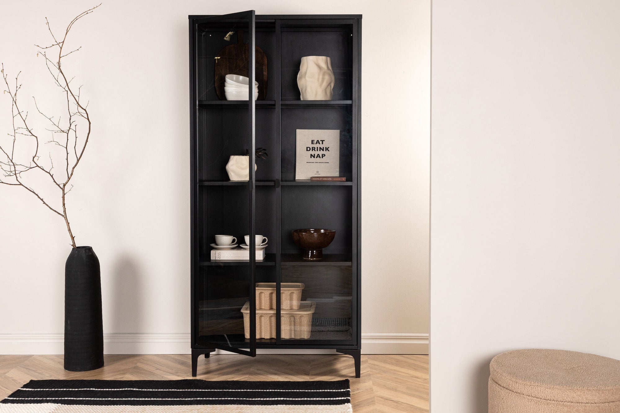 Vitrinenschrank Piring 190cm - Schwarz-Vitrinen-Venture Home-le canapé