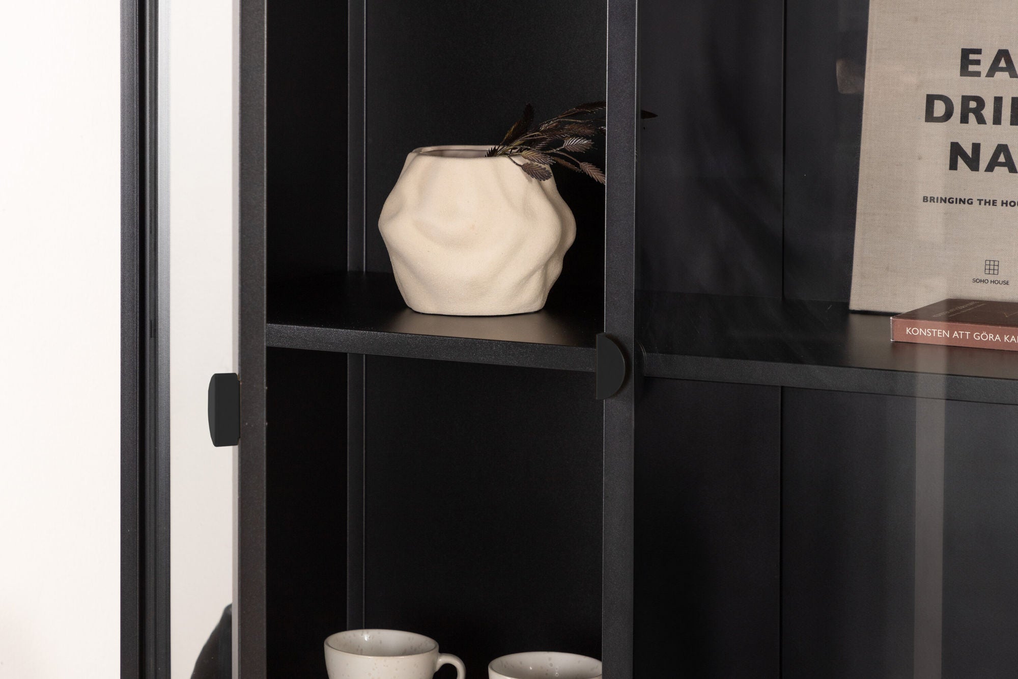 Vitrinenschrank Piring 190cm - Schwarz-Vitrinen-Venture Home-le canapé