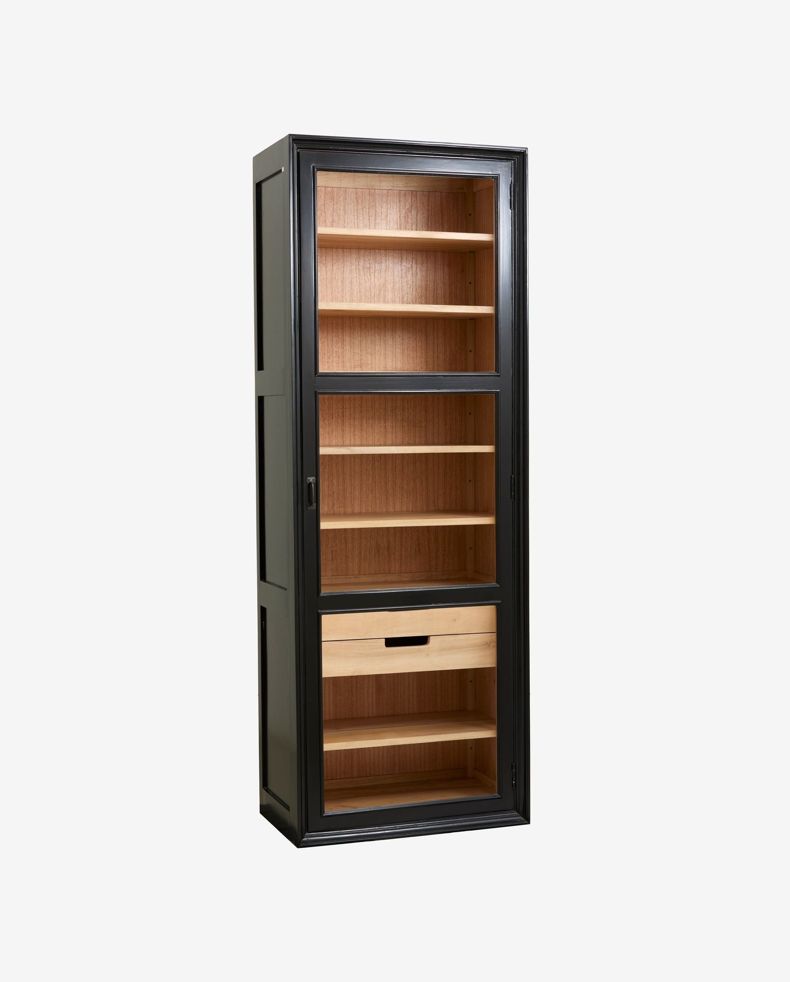 Vitrinenschrank Viva 210cm aus Gmelina Holz mit 1 Tür - Schwarz-Vitrinen-Nordal A/S-le canapé