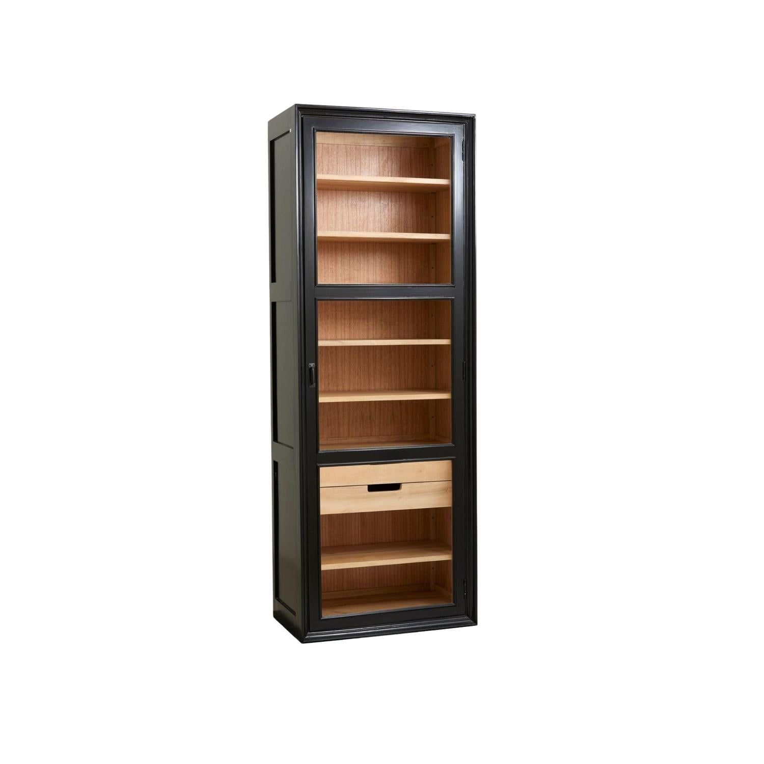 Vitrinenschrank Viva 210cm aus Gmelina Holz mit 1 Tür - Schwarz-Vitrinen-Nordal A/S-le canapé