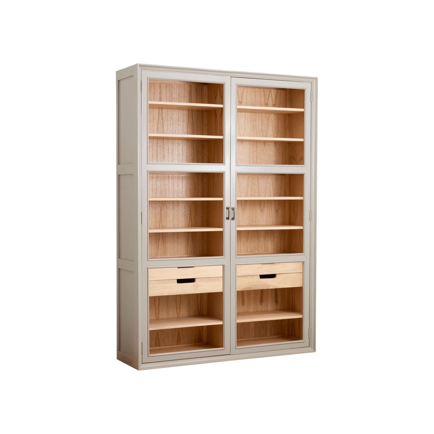 Vitrinenschrank Viva 210cm aus Gmelina Holz mit 2 Türen - Grau-Vitrinen-Nordal A/S-le canapé