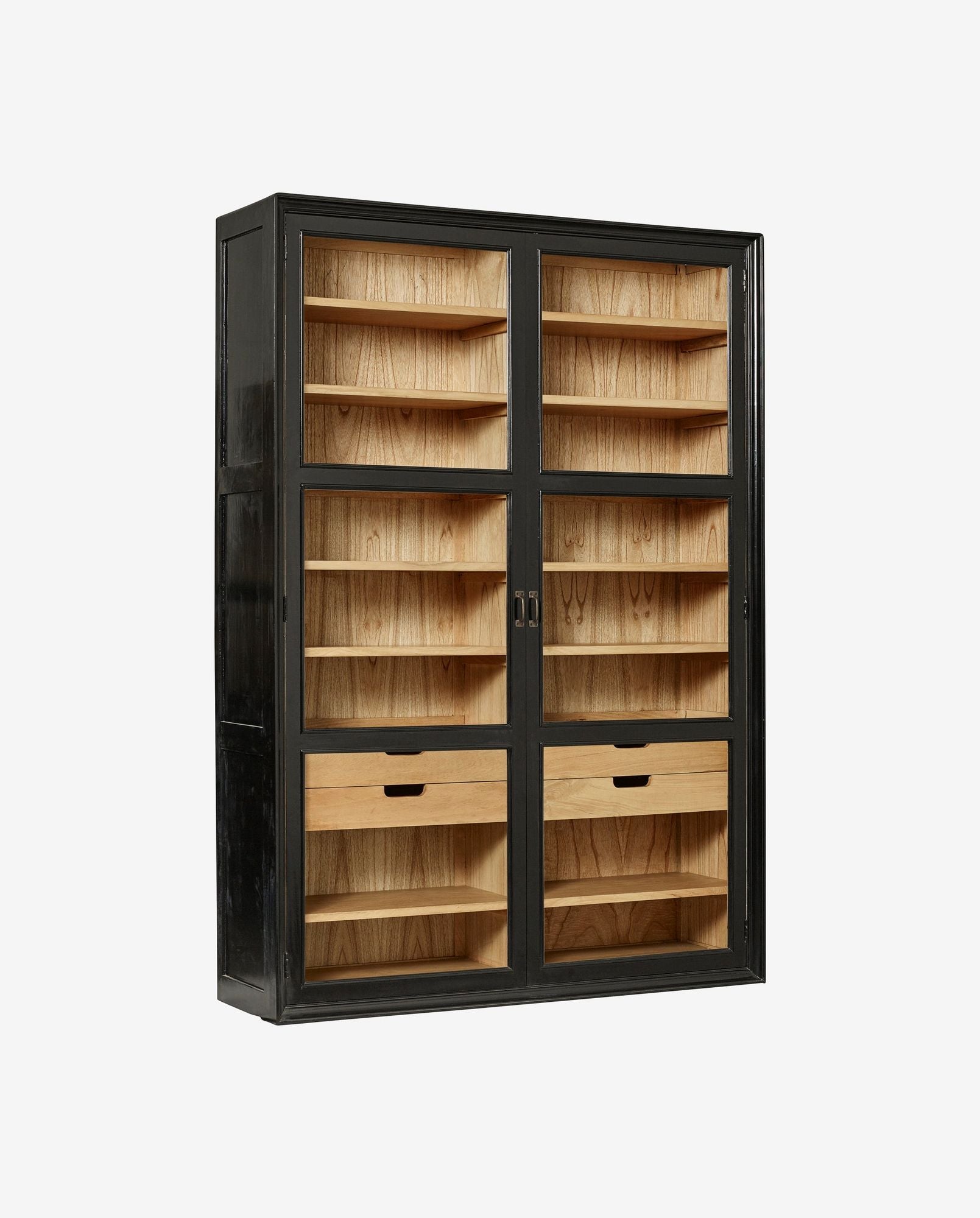 Vitrinenschrank Viva 210cm aus Gmelina Holz mit 2 Türen - Schwarz-Vitrinen-Nordal A/S-le canapé