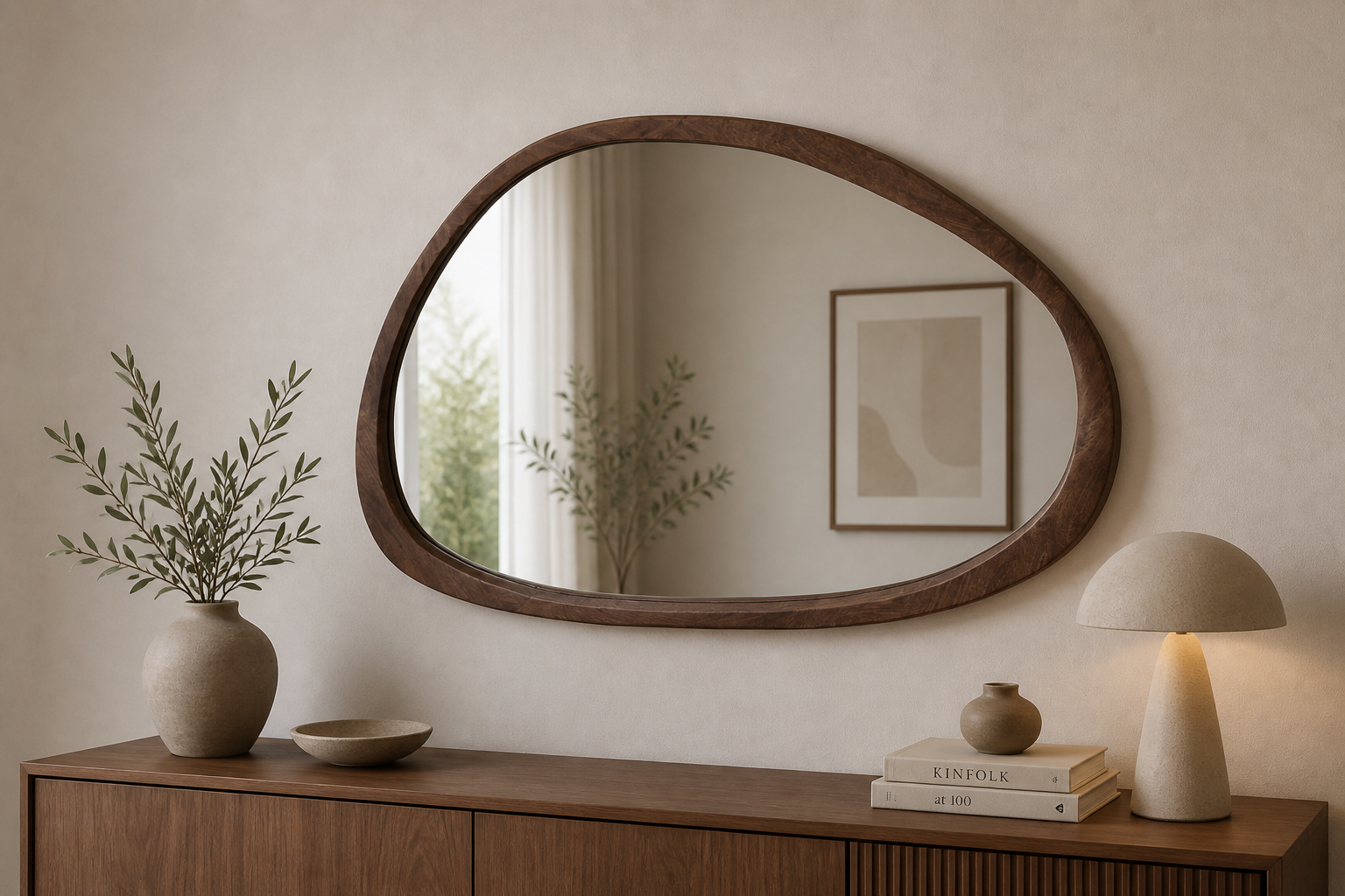 Wandpsiegel Jaira 120cm aus Mangoholz - Walnuss-Wandspiegel-Livingfurn-le canapé