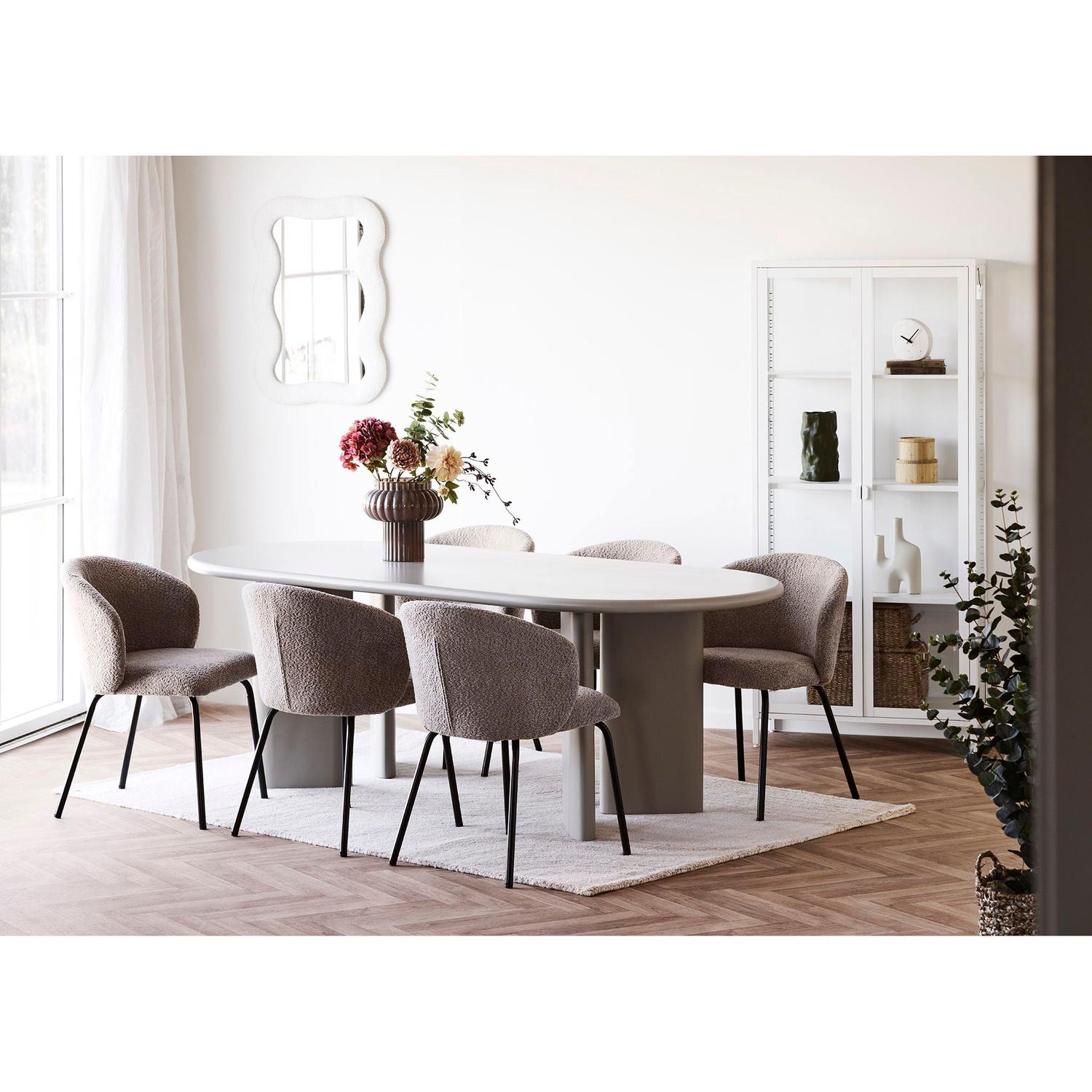 Wandspiegel Bosaro mit Rahmen aus Teddy-Bouclé - Weiß-Wandspiegel-House Nordic-le canapé