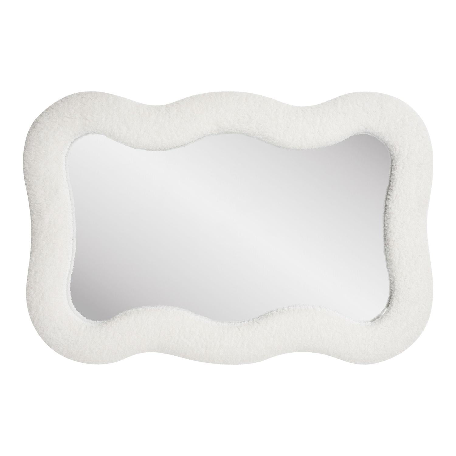 Wandspiegel Bosaro mit Rahmen aus Teddy-Bouclé - Weiß-Wandspiegel-House Nordic-le canapé