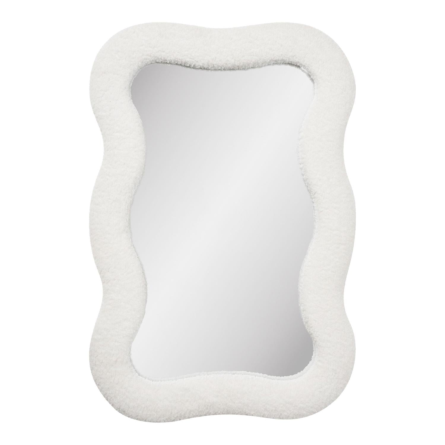 Wandspiegel Bosaro mit Rahmen aus Teddy-Bouclé - Weiß-Wandspiegel-House Nordic-le canapé