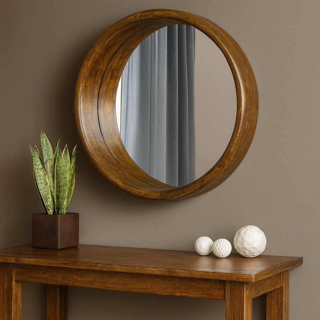Wandspiegel Demy Ø80cm - Dunkelbraun-Wandspiegel-Livingfurn-le canapé