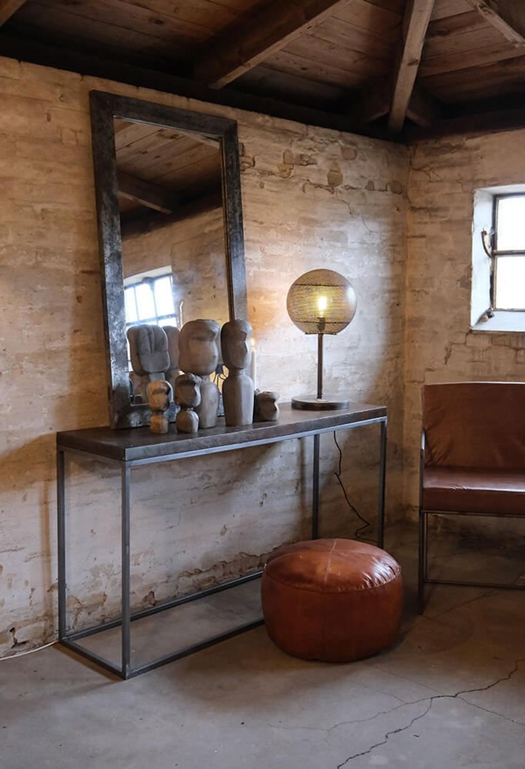 Wandspiegel Houston 124*70cm mit rohem Eisenrahmen-Wandspiegel-Trademark Living-le canapé