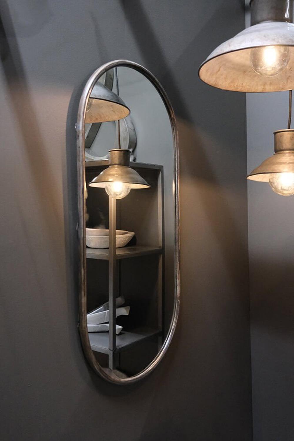 Wandspiegel Luke Oval 85cm mit Eisenrahmen-Wandspiegel-Trademark Living-le canapé