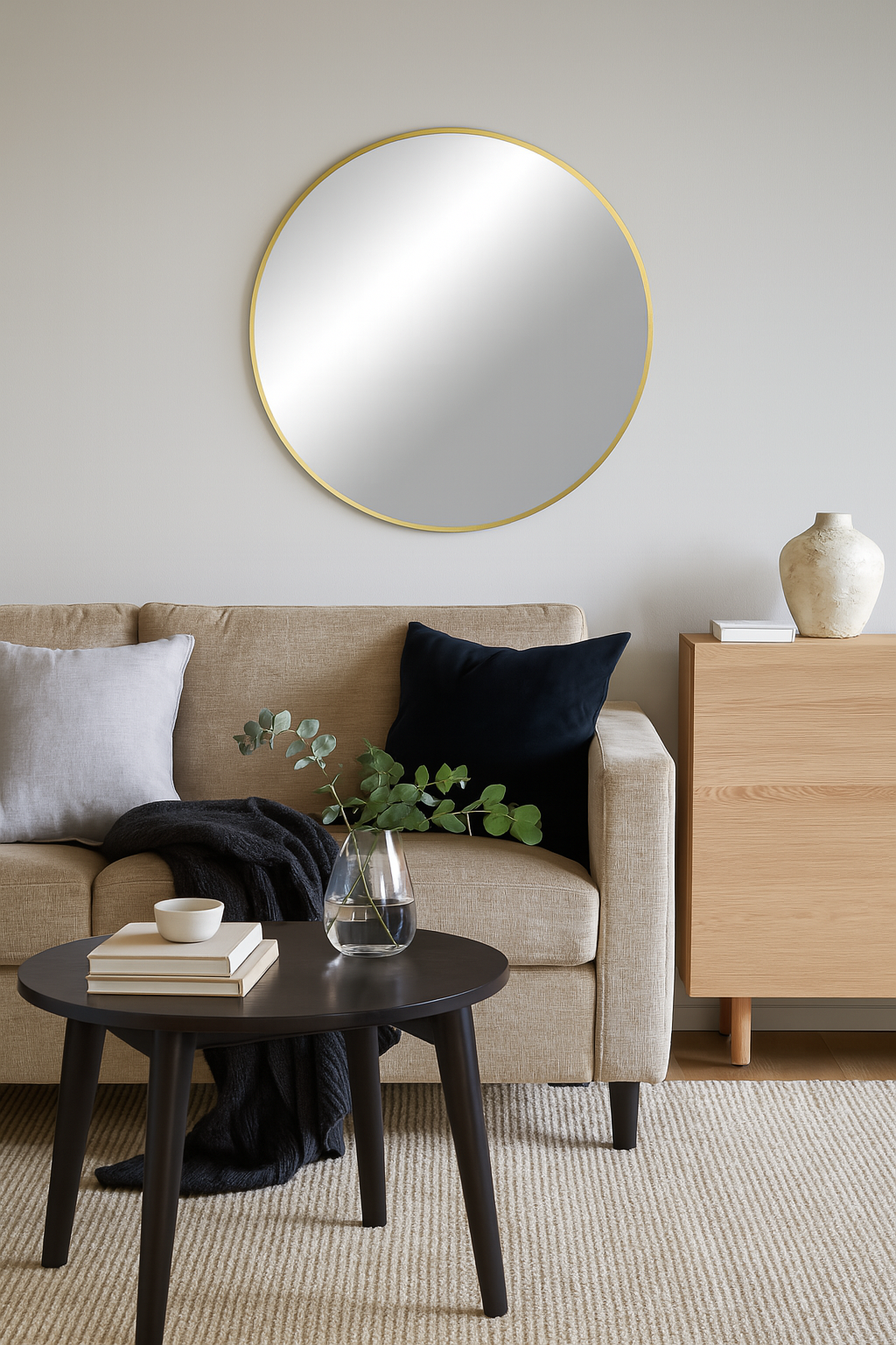 Wandspiegel Madrid Ø80cm - Gold-Wandspiegel-House Nordic-le canapé