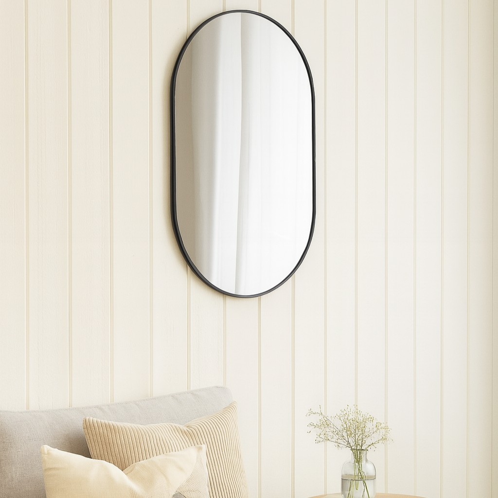 Wandspiegel Madrid Oval 80cm - Schwarz-Wandspiegel-House Nordic-le canapé