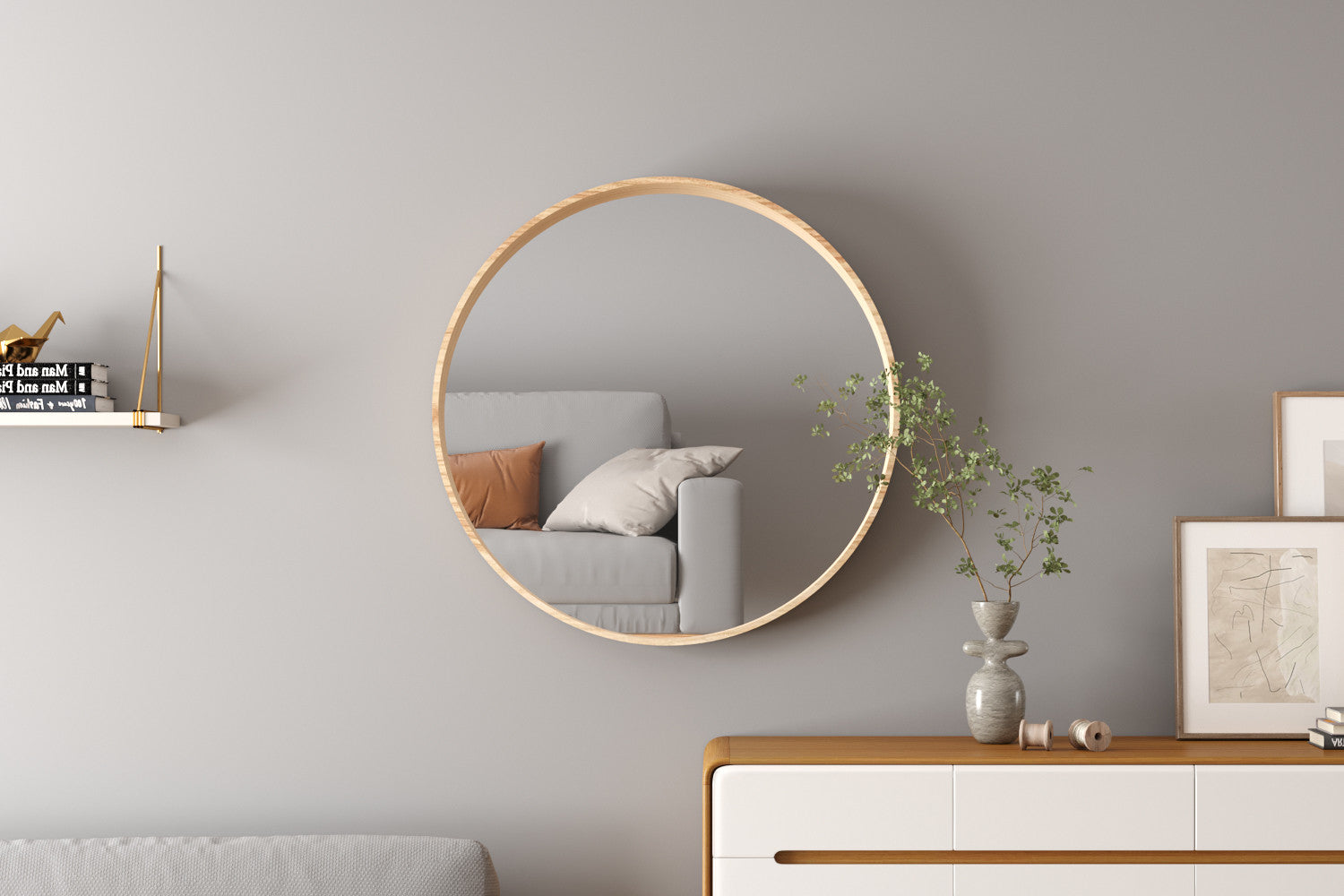 Wandspiegel Ria Ø80cm - Hellbraun-Wandspiegel-Rousseau-le canapé
