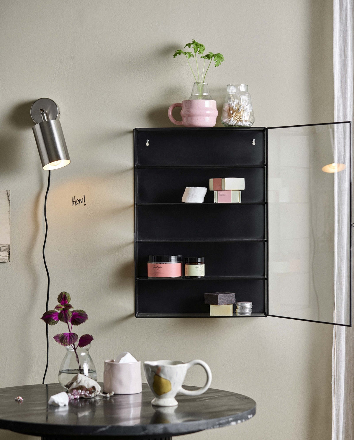 Wandvitrine ADA 35cm aus Glas - Schwarz-Vitrinen-Nordal A/S-le canapé