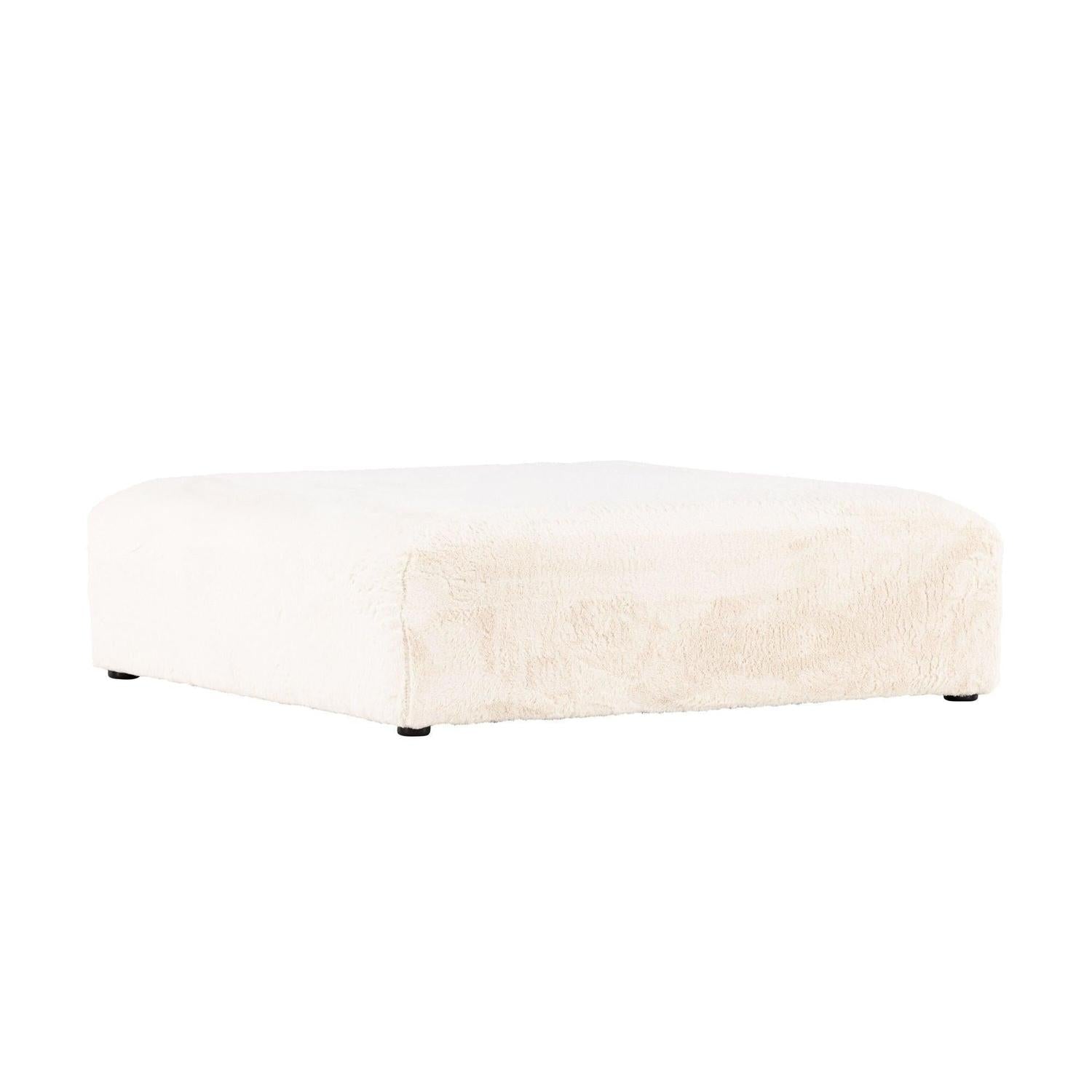 XL-Pouf Polsterhocker Davie 100*100cm aus Kunstfell - Beige-Polsterhocker-Venture Home-le canapé