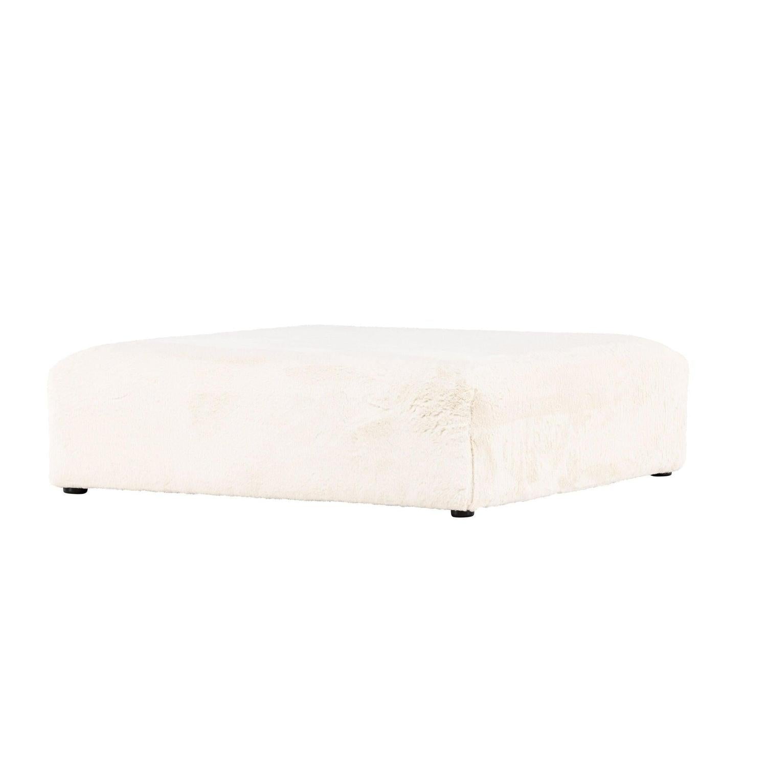 XL-Pouf Polsterhocker Davie 100*100cm aus Kunstfell - Beige-Polsterhocker-Venture Home-le canapé