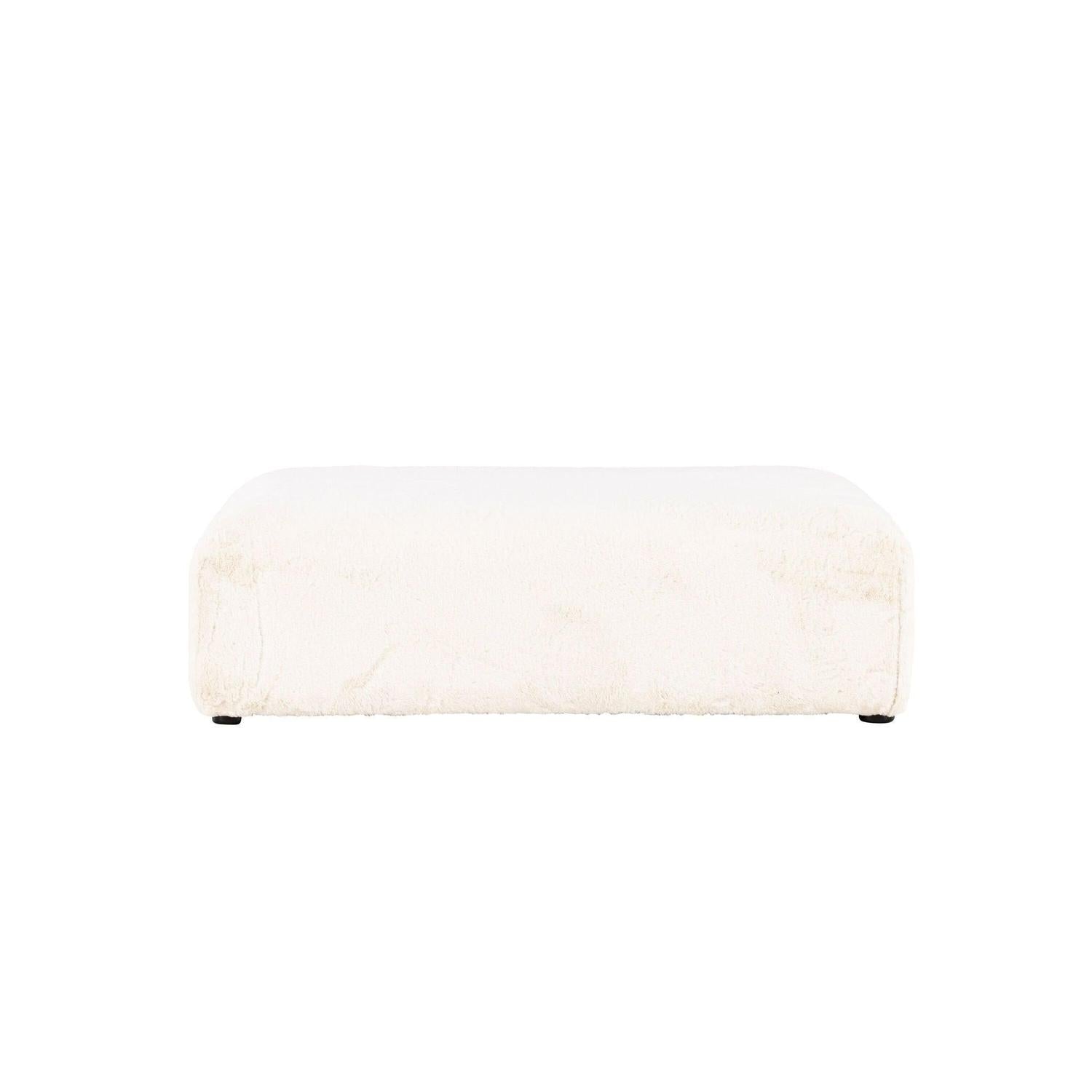 XL - Pouf Polsterhocker Davie 100*100cm aus Kunstfell - BeigePolsterhocker