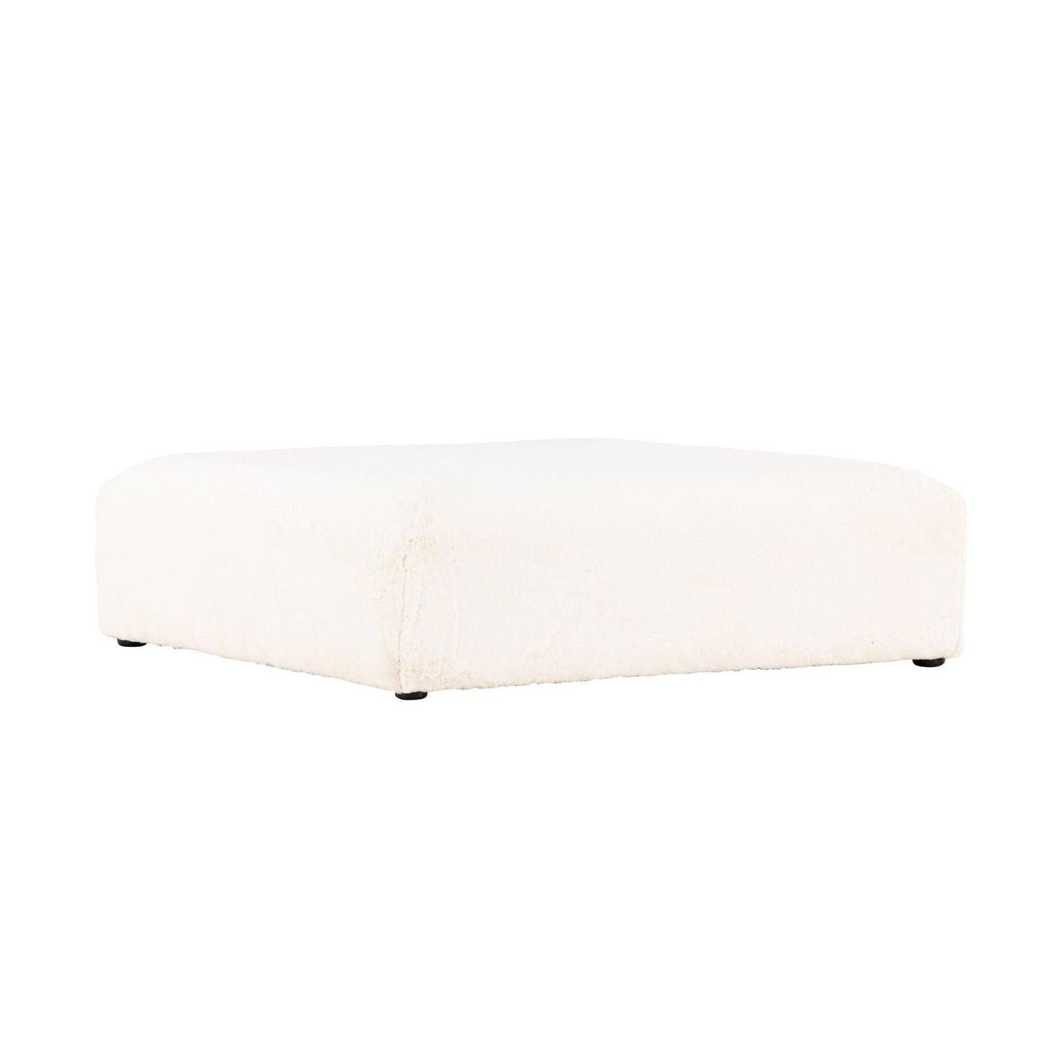 XL - Pouf Polsterhocker Davie 100*100cm aus Kunstfell - BeigePolsterhocker