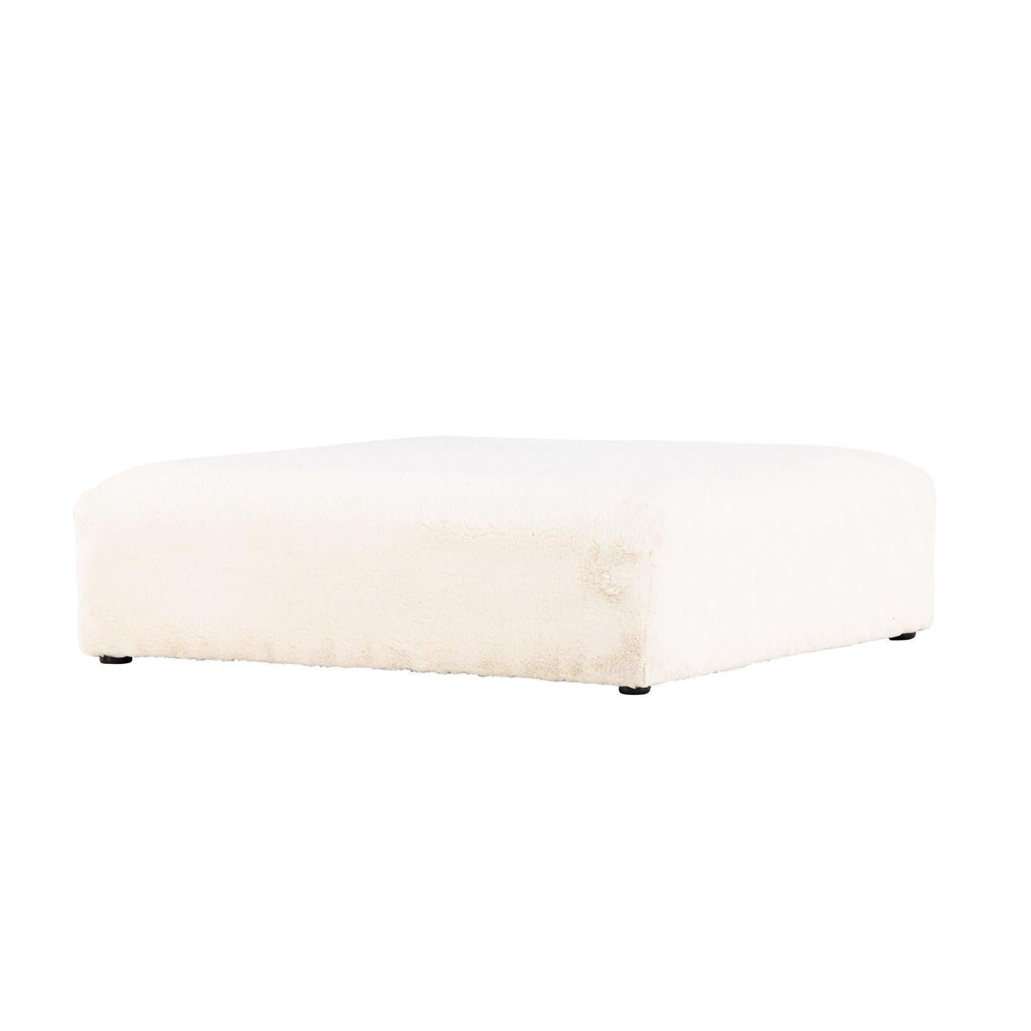 XL - Pouf Polsterhocker Davie 100*100cm aus Kunstfell - BeigePolsterhocker