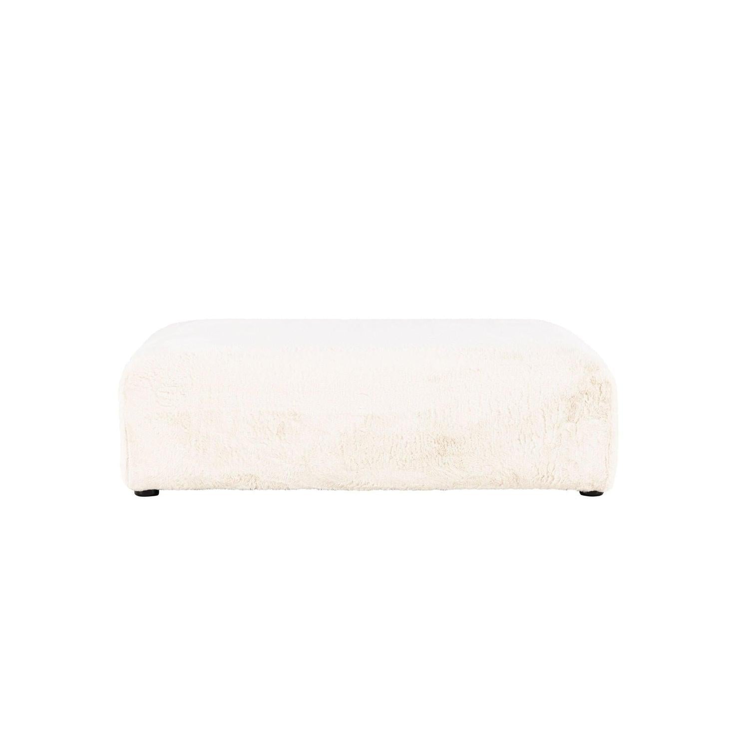 XL - Pouf Polsterhocker Davie 100*100cm aus Kunstfell - BeigePolsterhocker