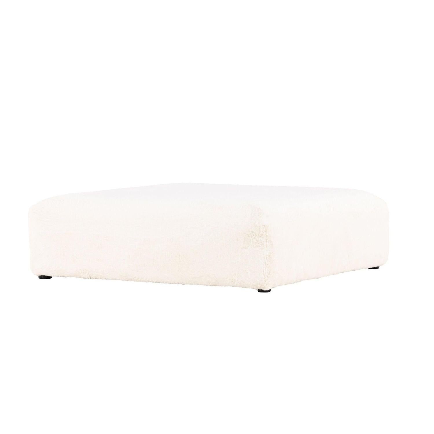 XL - Pouf Polsterhocker Davie 100*100cm aus Kunstfell - BeigePolsterhocker