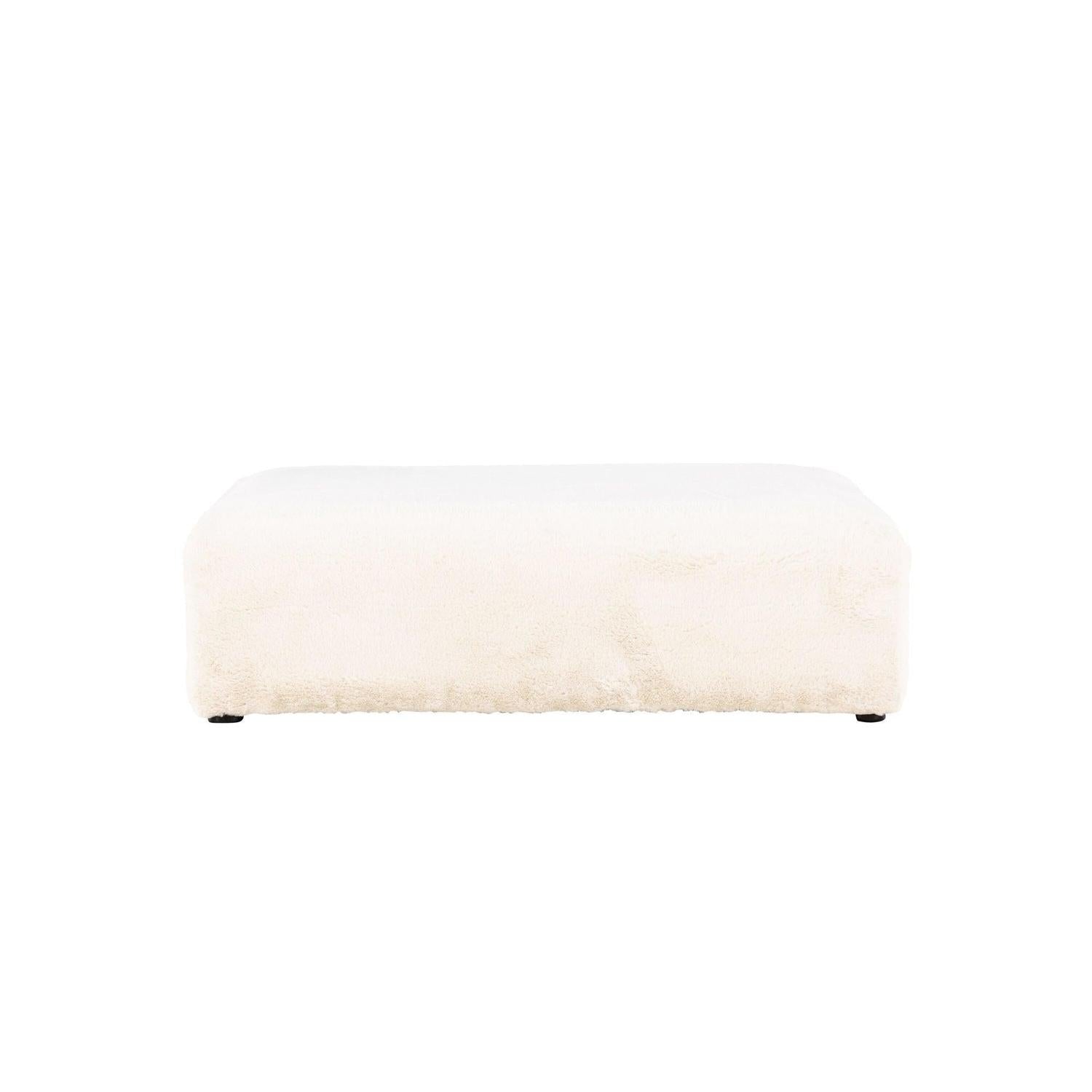 XL - Pouf Polsterhocker Davie 100*100cm aus Kunstfell - BeigePolsterhocker