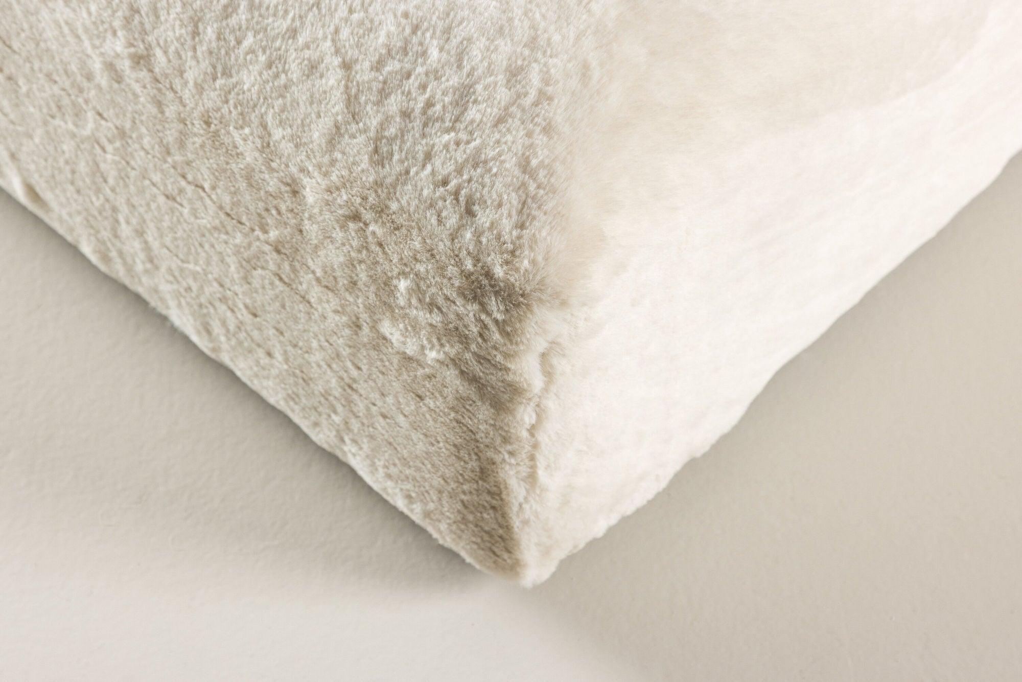 XL - Pouf Polsterhocker Davie 100*100cm aus Kunstfell - BeigePolsterhocker